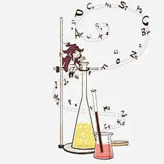 拿铁架台做实验的女子免抠素材 创意素材 png素材