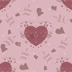 32、情人节无缝图案，用小心眼宣示爱，用英文文字，我爱你。