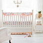 Floral Rosewater in Peach Baby Bedding Set : Rosewater in Peach floral crib bedding collection is the perfect bedding set for a sweet baby girl!  This navy, coral, and peach watercolor floral print is stunning and will add a luxurious feel to any girl's n