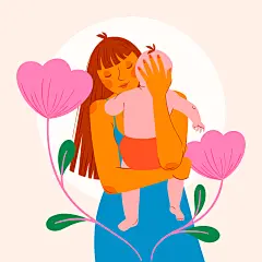 卡通温馨母亲节妈妈孩子亲子感恩贺卡插画海报背景Ai设计素材模板-淘宝网