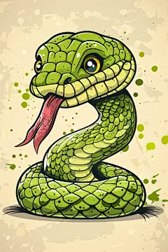 AI数字艺术蛇年漫画风插画