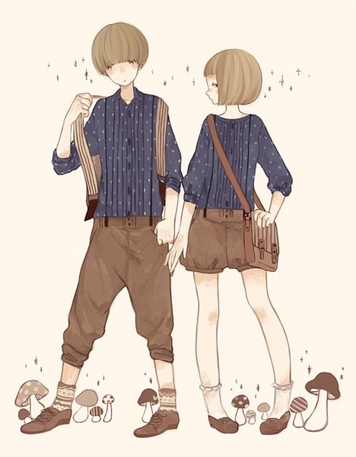 日系情侣插画图片