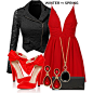 #wintertospring #red #black #redandblack #blackandred #reddress #redpumps #redearrings #blackjacket #blackbag #blacknecklace