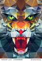 Abstract polygonal tiger. Geometric hipster illustration. Polygonal poster 正版图片在线交易平台 - 海洛创意（HelloRF） - 站酷旗下品牌 - Shutterstock中国独家合作伙伴