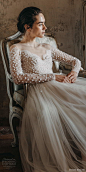 divine atelier 2020 bridal illusion long sleeves sweetheart neckline heavily embellished bodice a line ball gown a line wedding dress (4) lv