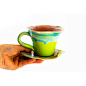 流动的和静止的 波兰独立手工陶器品牌 Artmika 咖啡杯 橙绿