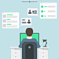 Businessman working in the office  Free Vector