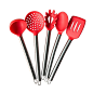 Amazon.com：TTLIFE硅胶勺子厨具5件意大利面条面条服务器，开槽刀，服务勺，深勺子和开槽勺：厨房＆餐