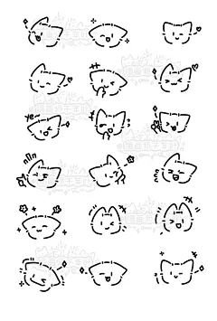 简笔画｜线条猫猫手账贴纸胶带表情包素材40 - 小红书