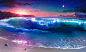 General 1486x897 artwork sunset clouds waves sky beach