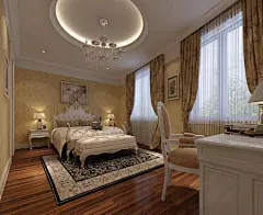 项目名称：水岸小镇
项目地址：新城区如意桥东北侧
业主背景:男业主,某私企董事,45岁左右;女业主,某制衣企业董事,40岁左右;女儿,就读大学,儿子就读小学;一常住保姆.本案业主性格属于思维缜密，时尚、有独立的个性和文化品味,注重环保,对益居生活设备比较关注，要求空间规划合理,有足够的储物空间;公共空间低调雅致,私密空间温馨舒适.
设 计 师：高欣
建筑面积：400㎡
主要用材：石材拼花、实木复合地板、欧式壁纸、花地毯
新古典主义的设计风格其实是经过改良的古典主义风格。欧洲文化丰富的艺术底蕴，开放、创新的