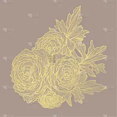 黄金,请柬,事件,周年纪念,华贵,植物群,婚礼,插花,问候,排列