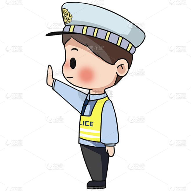 手绘-交通元素交警指挥手势贴纸6
