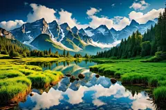 草坪植物山川风景草地插画图片