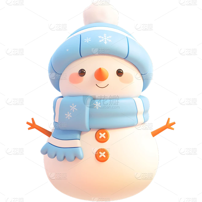 冬天通用3D可爱雪人元素素材-花瓣网