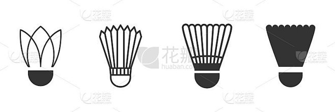 羽毛球图标设置。运动设备。