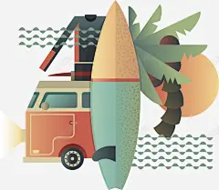 手绘创意复古冲浪板矢量图高清素材 免费下载 设计图片 页面网页 平面电商 创意素材 png素材