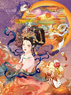 包装盒图案  - 源文件下载【酷图网】月饼盒图案,包装图案,中国元素,插画,美女