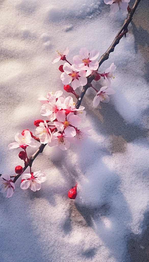 冬天深冬雪季梅花植物大寒摄影图-花瓣网