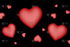 三维图形,红色,动物心脏,黑色背景,贺卡,浪漫,背景,节日,绘画插图,情人节