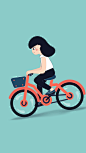 #下坡#自行车#运动#单车#少女#手机壁纸#插画#漫画#GIF#动图#原创#理想生活录