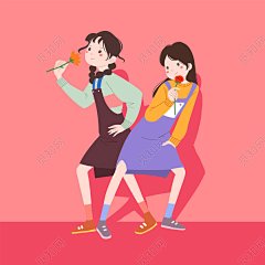 卡通扁平风女生节搞怪闺蜜