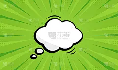 演讲气泡象形图在绿色波普艺术背景与半色调。卡通空白白云的短信。漫画复古气球对话。的讲话泡沫。孤立的矢