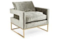 Bevin Velvet Accent Chair, Metal