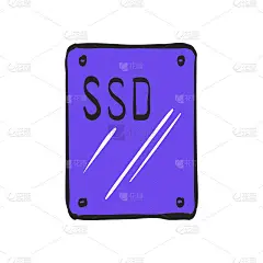 彩色绘图中的固态驱动器图标。计算机存储SSD