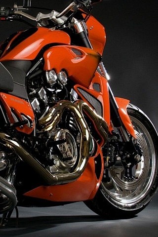 橙色摩托车雅马哈V-Max的2009