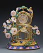 2013年Sotheby's苏富比——PATEK PHILIPPE百达翡丽珠宝座钟，图1、2、3.The Hummingbird Cage Clock，成交价10,360,000港币；图4、5、6.The Birds of Paradise Fountain Clock，成交价8,440,000港币；图7、8、9.The Magpie's Treasure Nest Clock，成交价 18,040,000港币。