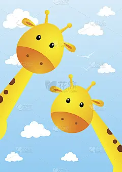 有趣的长颈鹿在天空的背景