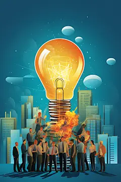 团队协作企业精神进步扁平风插画