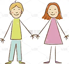 孩子们画的。男孩和女孩