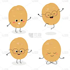 马铃薯,表情符号,动画片,背景分离,盘着腿坐,莲花坐式,禅宗,农场,儿童,人的眼睛