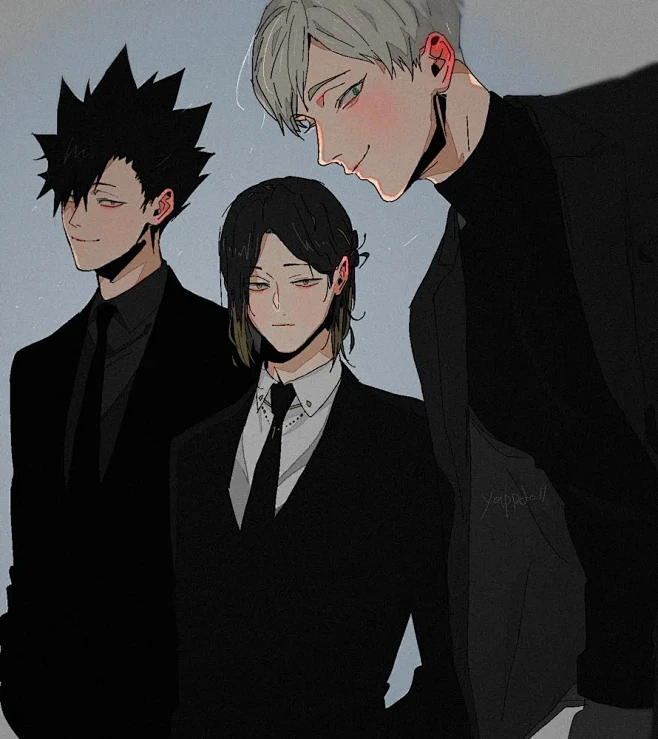 【绘画参考】韩国画师 yappdoll 西装版排球少年全员黑道大佬太A了！（角色设计参考）-花瓣网