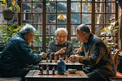 老人公益项目相伴下棋图片