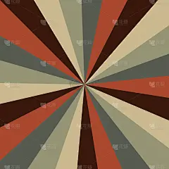 Sunburst背景矢量图案与复古调色板的漩涡径向条纹设计。古董或复古
