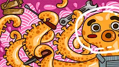 太空八爪鱼夸张手法动漫手绘插画