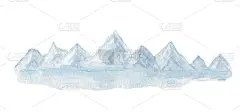 高山高山水彩画、插画、冬季野外自然景观、生态山脉剪影孤立栅格手绘