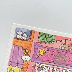 薄荷兔手帐 韩国thomas lee深冬雪日插画卡片 ins风墙面装饰原创-淘宝网