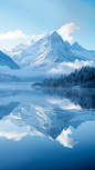 风光系列实景合成-雪山倒影通用背景
