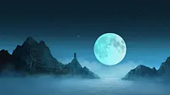 中国古代手绘插画-手绘插画古风夜晚场景-手绘插画古风游戏场景