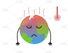 全球气候变暖的概念。热门卡通《地球星球》手放下悲伤。环保的海报。向量孤立的插图