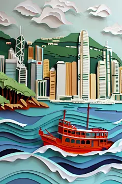 中国风风光精致创意剪纸