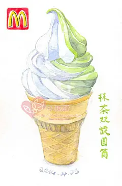 2014.04.23M记新口味甜筒，纯抹茶和双旋前后都吃了，感觉还是比较喜欢双旋，纯抹茶有点太涩了…… 儿童插画的现状