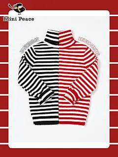 minipeace太平鸟童装女童毛衣高领条纹柔软舒适儿童宝宝毛衫冬装-tmall.com天猫