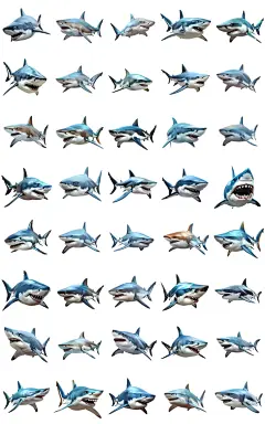 鲨鱼海洋生物虎鲨大白鲨巨齿鲨海洋日海报设计元素模板png素材-淘宝网