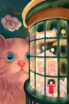 卡通高级感大气绿森林树木手绘插画