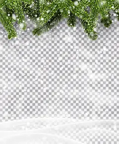 点击来源直接获取大图文件 |Christmas and New Year poster with green fir branches, winter landscape and blizzard.